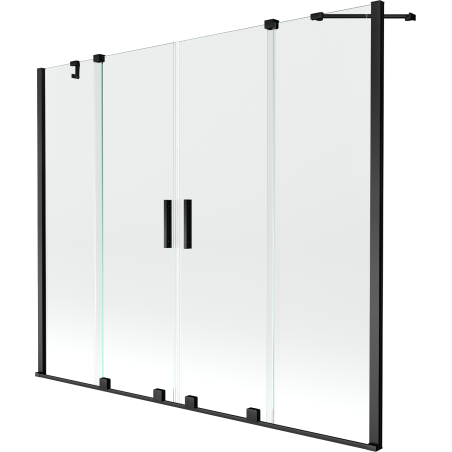 Mexen Velar Duo paravent de baignoire coulissant à 2 volets 170 x 150 cm, transparent, noir - 896-170-000-02-70