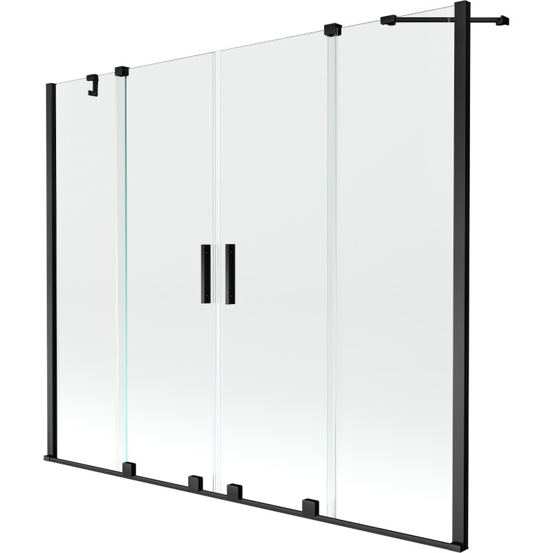 Mexen Velar Duo paravent de baignoire à 2 panneaux coulissants 200 x 150 cm, transparent, noir - 896-200-000-02-70