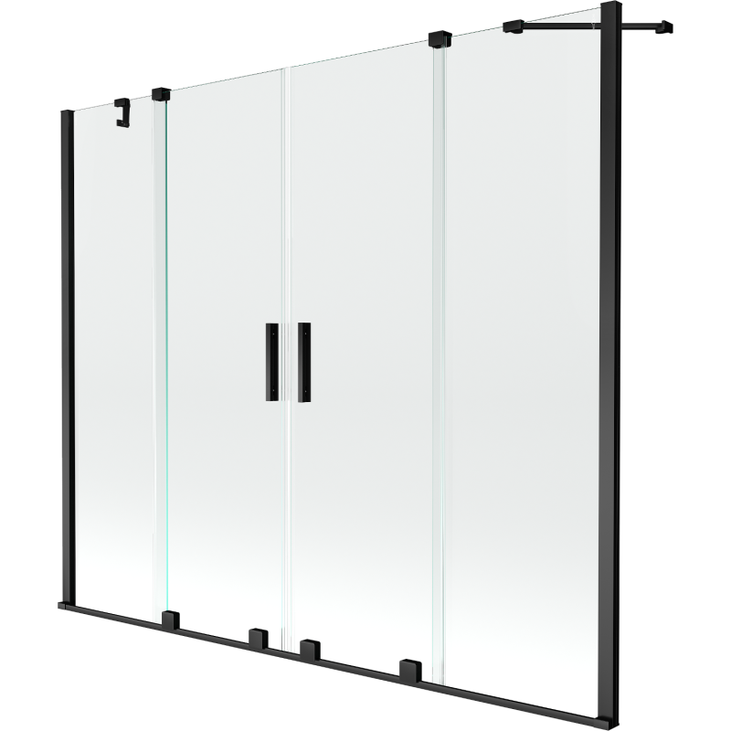Mexen Velar Duo paroi de baignoire 2 volets coulissants 200 x 150 cm, transparent, noir - 896-200-000-02-70