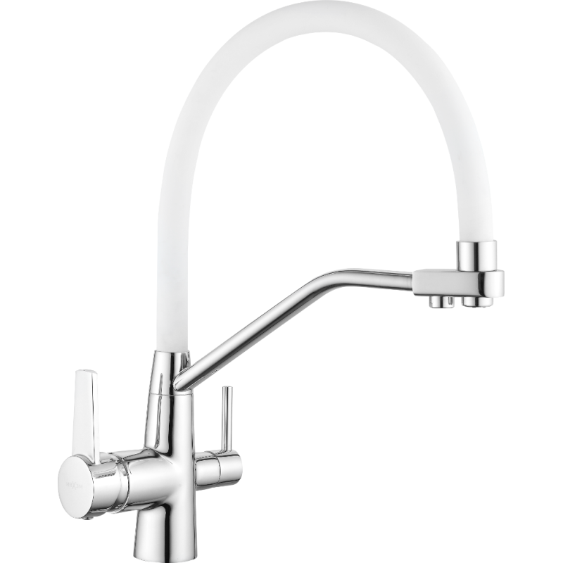 Mexen Duo robinet de cuisine, chrome/blanc - 671701-02