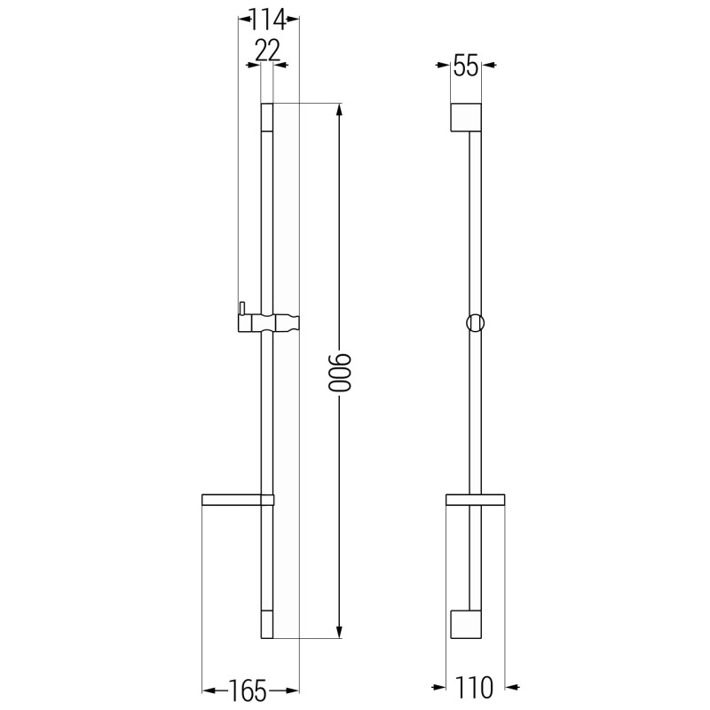 Mexen DS barre de douche avec porte-savon 90 cm, noire - 79383-70