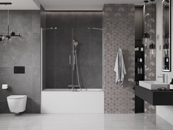 Mexen Velar Duo écran de baignoire à 2 ailes coulissante 140 x 150 cm, transparent, Chrome - 896-140-000-02-01