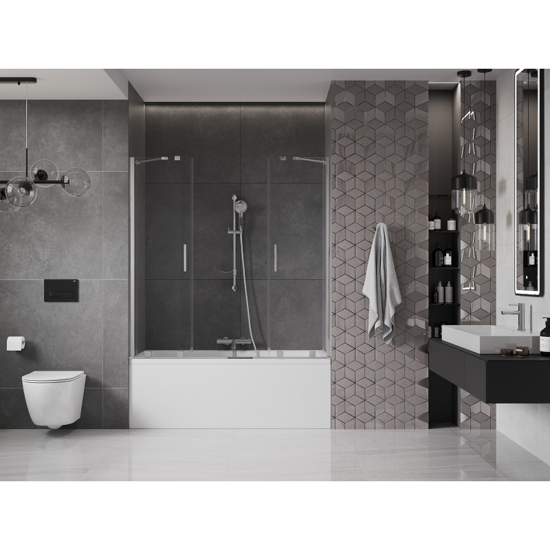 Mexen Velar Duo paroi de baignoire à 2 volets coulissants 160 x 150 cm, transparent, chrome - 896-160-000-02-01