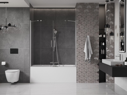 Mexen Velar Duo paroi de baignoire à 2 volets coulissants 160 x 150 cm, transparent, chrome - 896-160-000-02-01