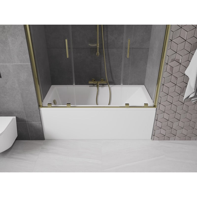 Mexen Velar Duo paroi de baignoire à 2 battants coulissants 140 x 150 cm, transparent, doré - 896-140-000-02-50