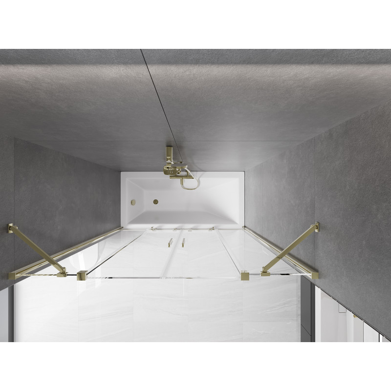 Mexen Velar Duo paroi de baignoire à 2 battants coulissants 140 x 150 cm, transparent, doré - 896-140-000-02-50