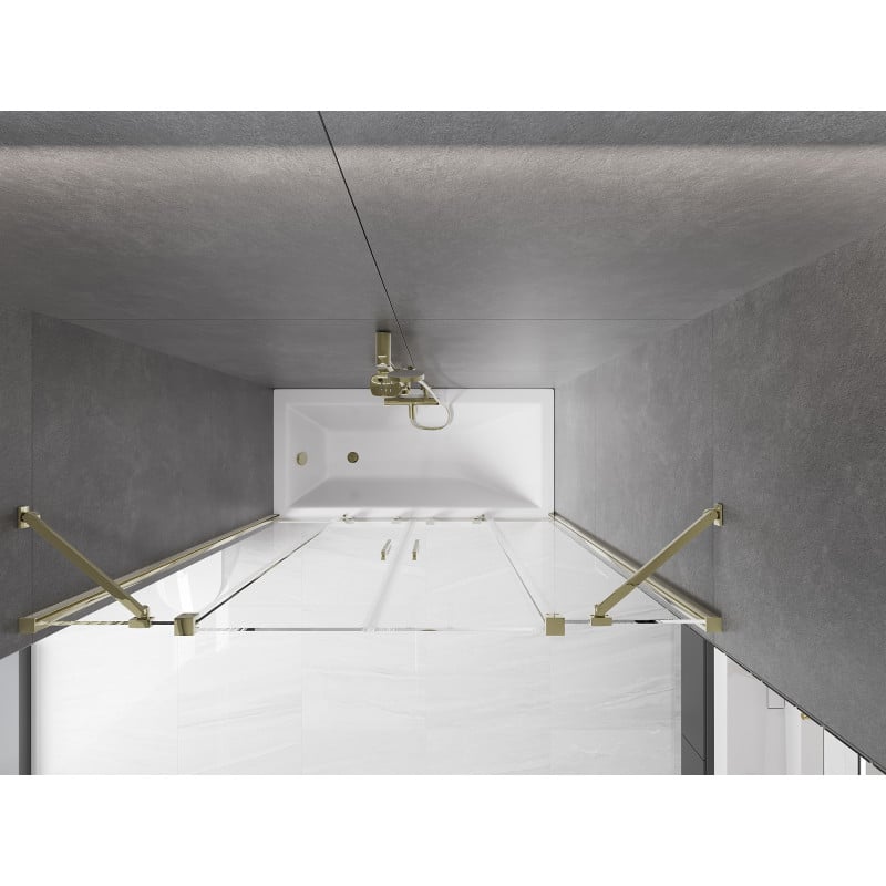 Mexen Velar Duo pare-douche baignoire 2 volets coulissants 160 x 150 cm, transparent, doré - 896-160-000-02-50