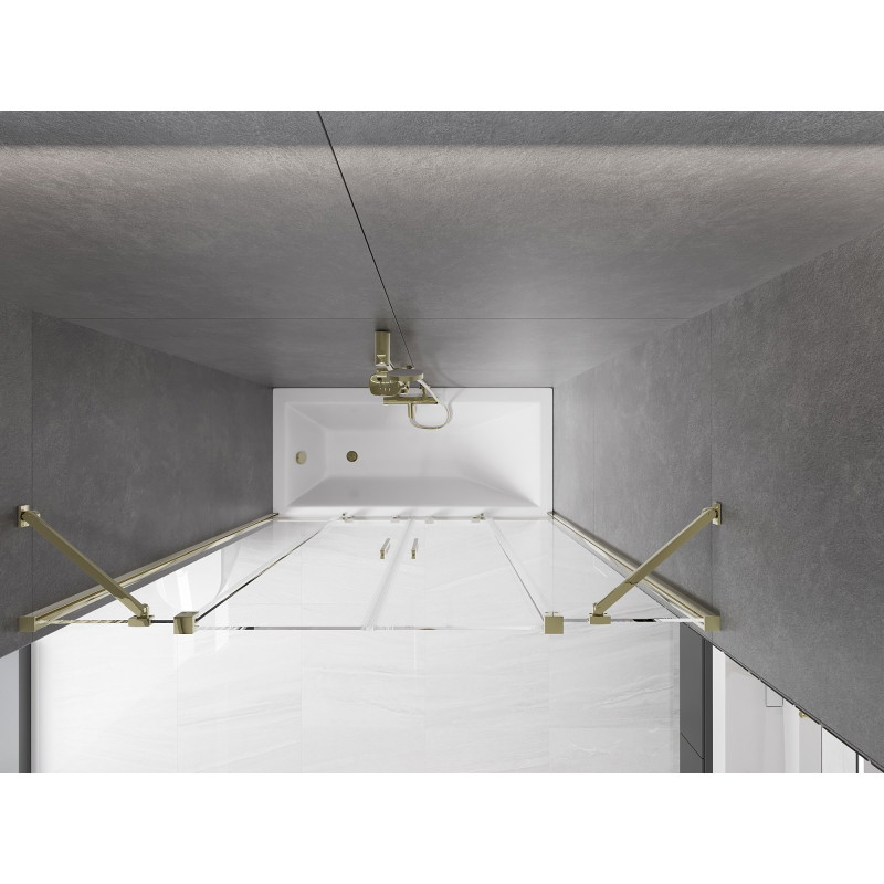 Mexen Velar Duo paroi de baignoire 2 volets coulissants 160 x 150 cm, transparent, doré - 896-160-000-02-50