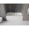 Mexen Velar Duo paravent de baignoire 2 volets coulissants 140 x 150 cm, transparent, or brossé - 896-140-000-02-55