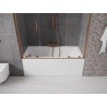 Mexen Velar Duo paroi de baignoire à 2 panneaux coulissants 150 x 150 cm, transparent, cuivre brossé - 896-150-000-02-65