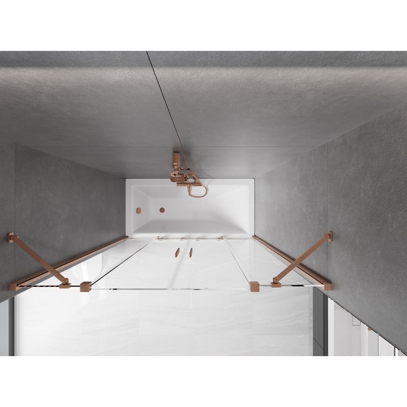 Mexen Velar Duo pare-baignoire 2 vantaux coulissants 160 x 150 cm, transparent, cuivre brossé - 896-160-000-02-65