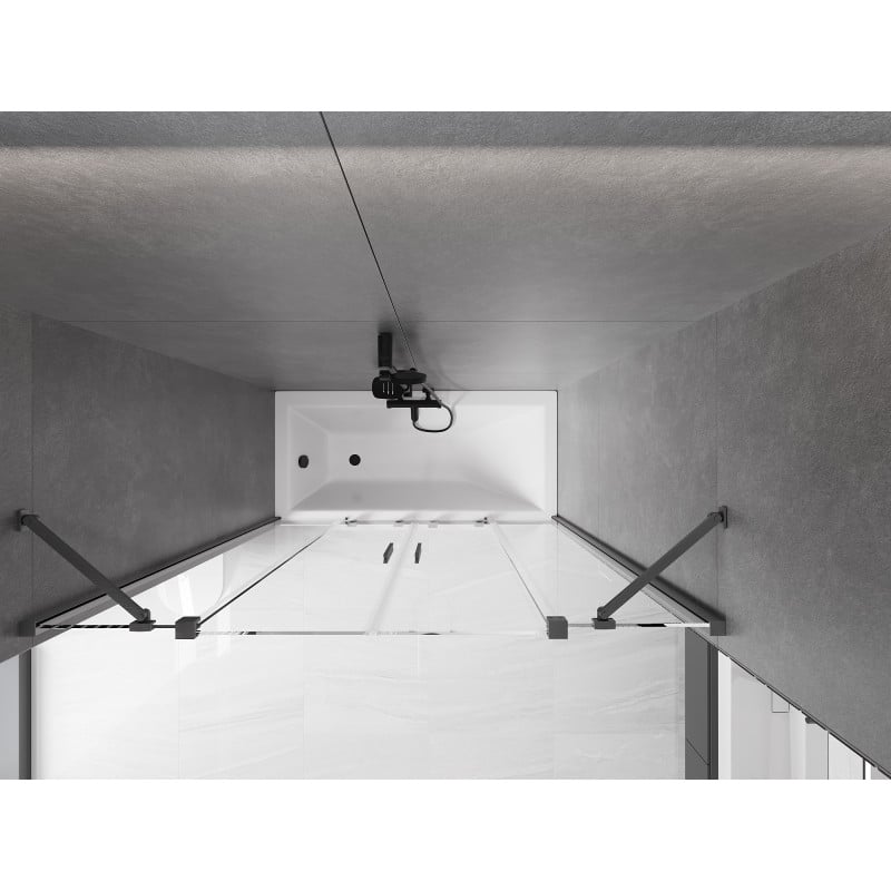 Mexen Velar Duo pare-douche baignoire coulissant à 2 volets 140 x 150 cm, transparent, gris canon brossé - 896-140-000-02-66