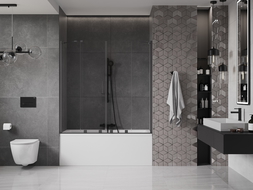 Mexen Velar Duo écran de baignoire à 2 ailes coulissante 140 x 150 cm, transparent, Noir - 896-140-000-02-70