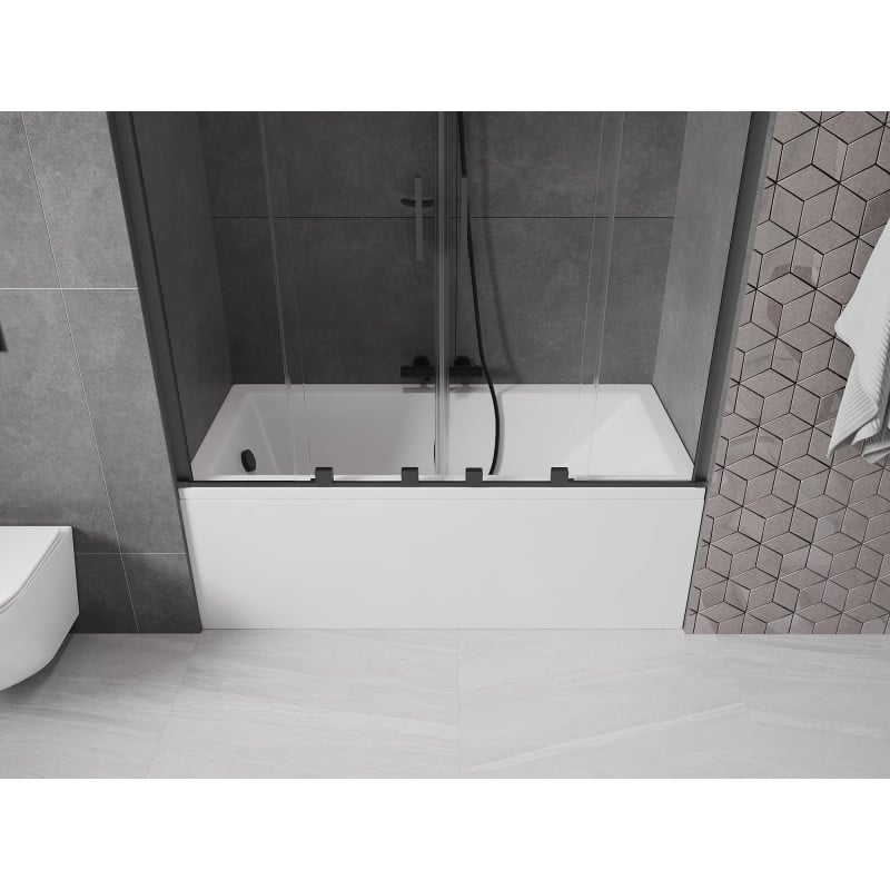 Mexen Velar Duo paroi de baignoire 2 volets coulissants 150 x 150 cm, transparent, noir - 896-150-000-02-70