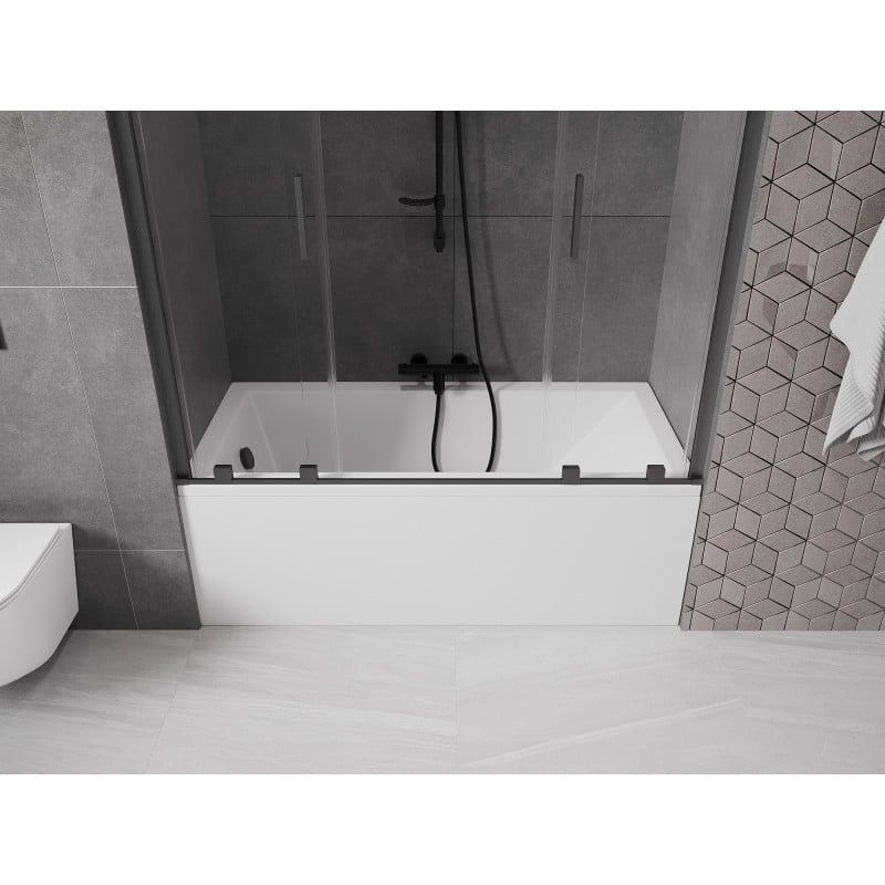 Mexen Velar Duo paroi de baignoire 2 volets coulissants 150 x 150 cm, transparent, noir - 896-150-000-02-70