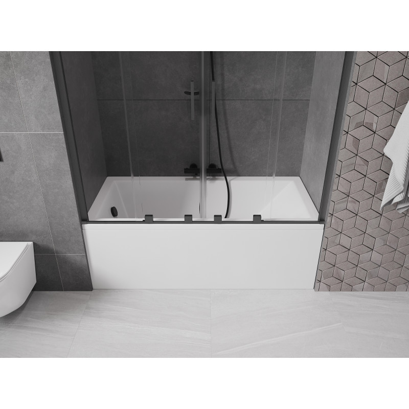 Mexen Velar Duo paroi de baignoire à 2 volets coulissants 150 x 150 cm, transparent, gris canon brossé - 896-150-000-02-66
