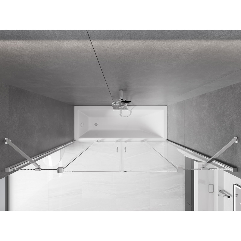 Mexen Velar Duo paravent de baignoire à 2 vantaux coulissants 180 x 150 cm, transparent, chrome - 896-180-000-02-01
