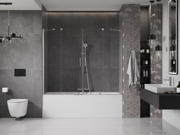 Mexen Velar Duo paroi de baignoire coulissante à 2 sections 200 x 150 cm, transparent, chrome - 896-200-000-02-01