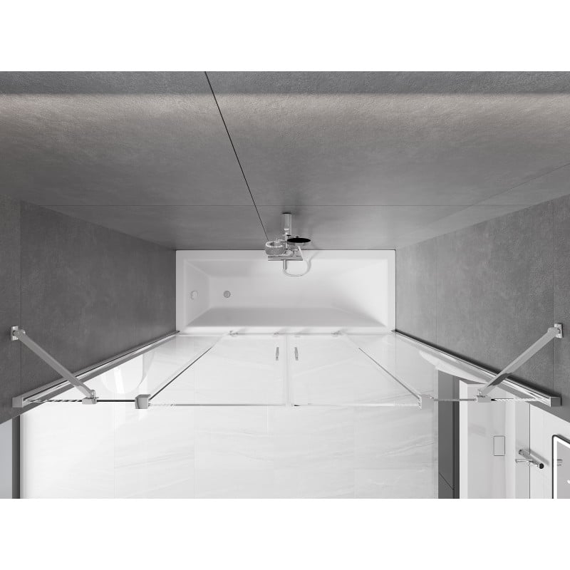 Mexen Velar Duo paroi de baignoire coulissante à 2 sections 200 x 150 cm, transparent, chrome - 896-200-000-02-01