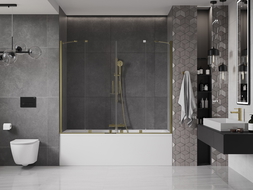 Mexen Velar Duo pare-douche de baignoire à 2 volets coulissants 170 x 150 cm, transparent, doré - 896-170-000-02-50