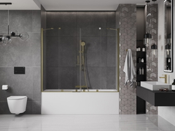 Mexen Velar Duo paroi de baignoire à 2 volets coulissants 170 x 150 cm, transparent, doré - 896-170-000-02-50