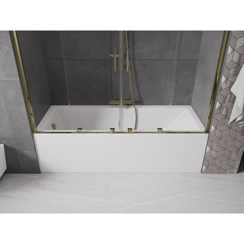 Mexen Velar Duo paroi de baignoire 2 volets coulissants 180 x 150 cm, transparent, doré - 896-180-000-02-50