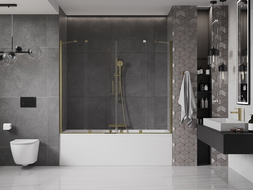 Mexen Velar Duo écran de baignoire à 2 ailes coulissante 180 x 150 cm, transparent, or - 896-180-000-02-50