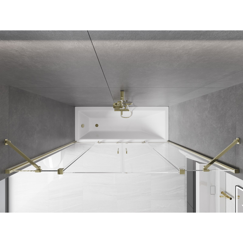 Mexen Velar Duo paroi de baignoire 2 volets coulissants 180 x 150 cm, transparent, doré - 896-180-000-02-50
