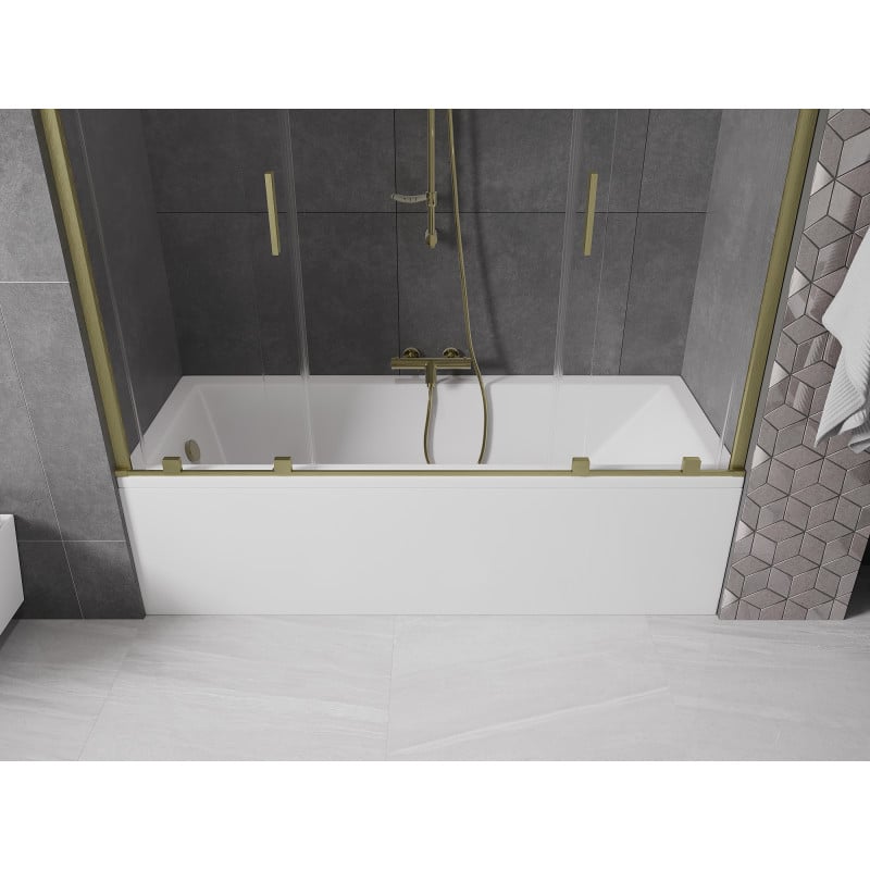 Mexen Velar Duo paroi de baignoire à 2 panneaux coulissants 170 x 150 cm, transparent, doré brossé - 896-170-000-02-55