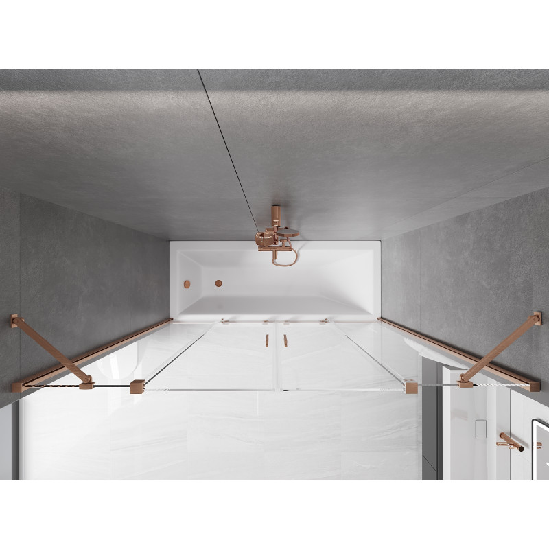 Mexen Velar Duo paroi de baignoire 2 panneaux coulissants 200 x 150 cm, transparent, cuivre brossé - 896-200-000-02-65