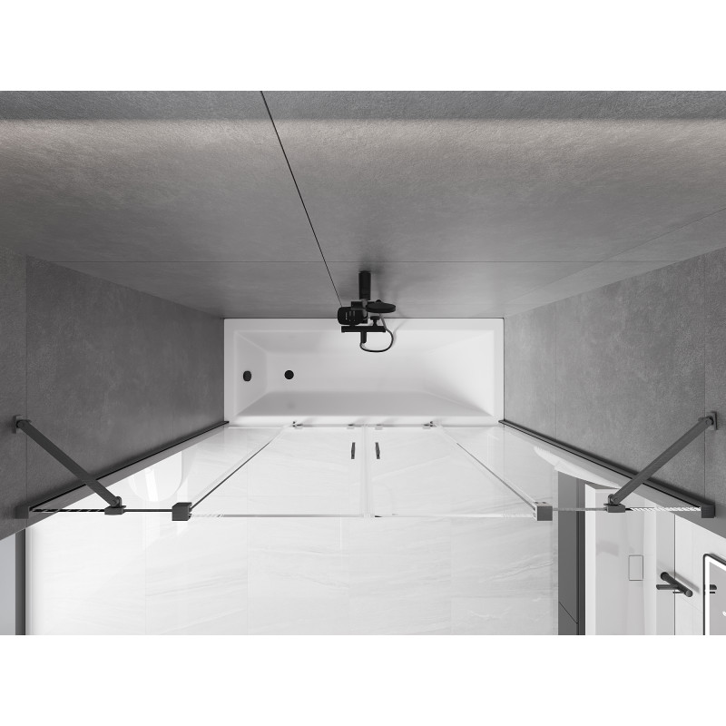 Mexen Velar Duo paroi de baignoire à 2 volets coulissants 170 x 150 cm, transparent, gris canon brossé - 896-170-000-02-66
