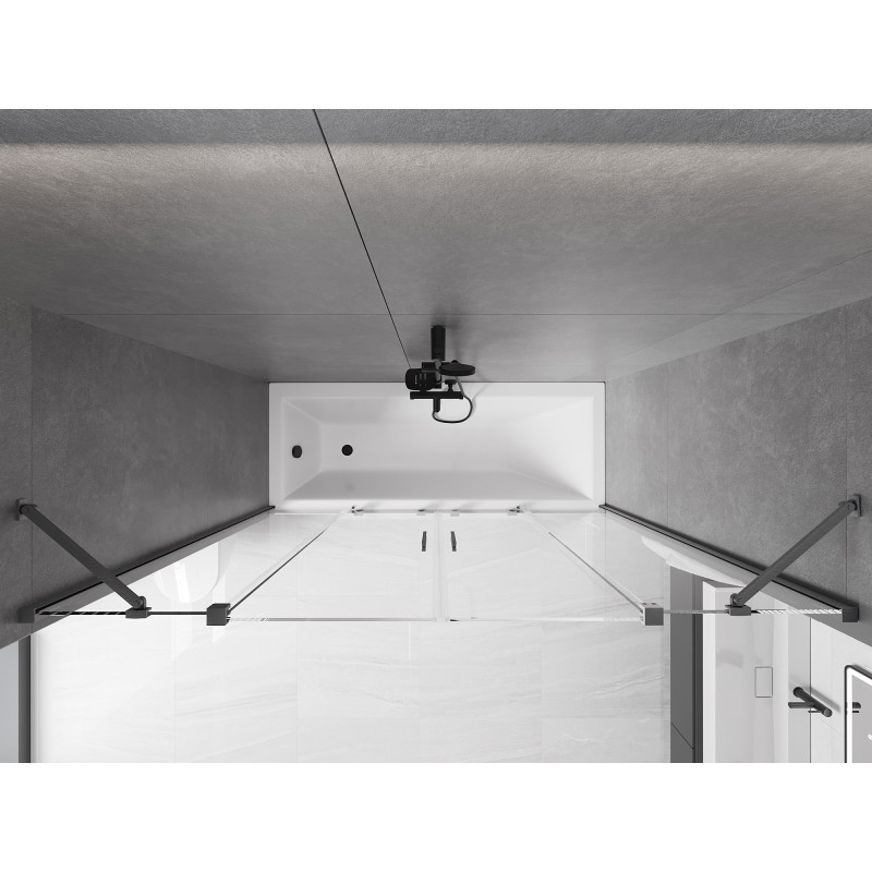 Mexen Velar Duo paravent de baignoire à 2 panneaux coulissants 180 x 150 cm, transparent, gris canon brossé