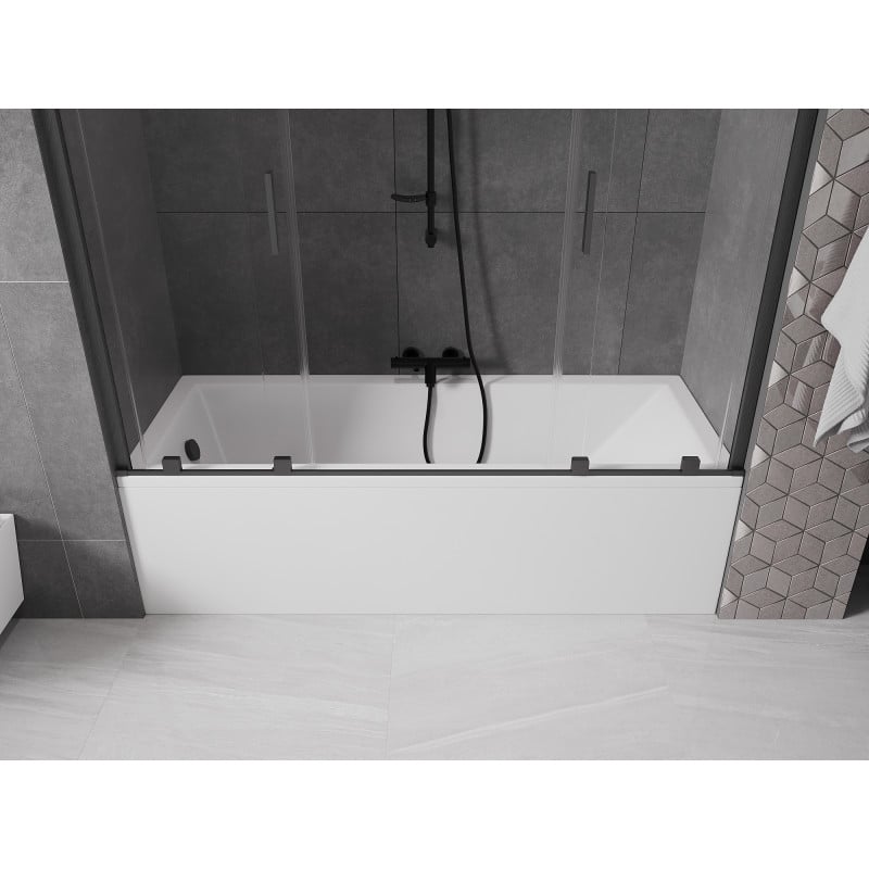 Mexen Velar Duo paroi de baignoire à 2 battants coulissants 200 x 150 cm, transparent, gris canon brossé - 896-200-000-02-66