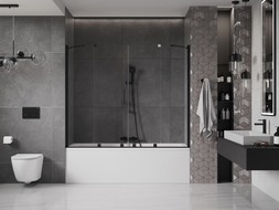 Mexen Velar Duo paroi de baignoire à deux volets coulissants 170 x 150 cm, transparent, noir - 896-170-000-02-70