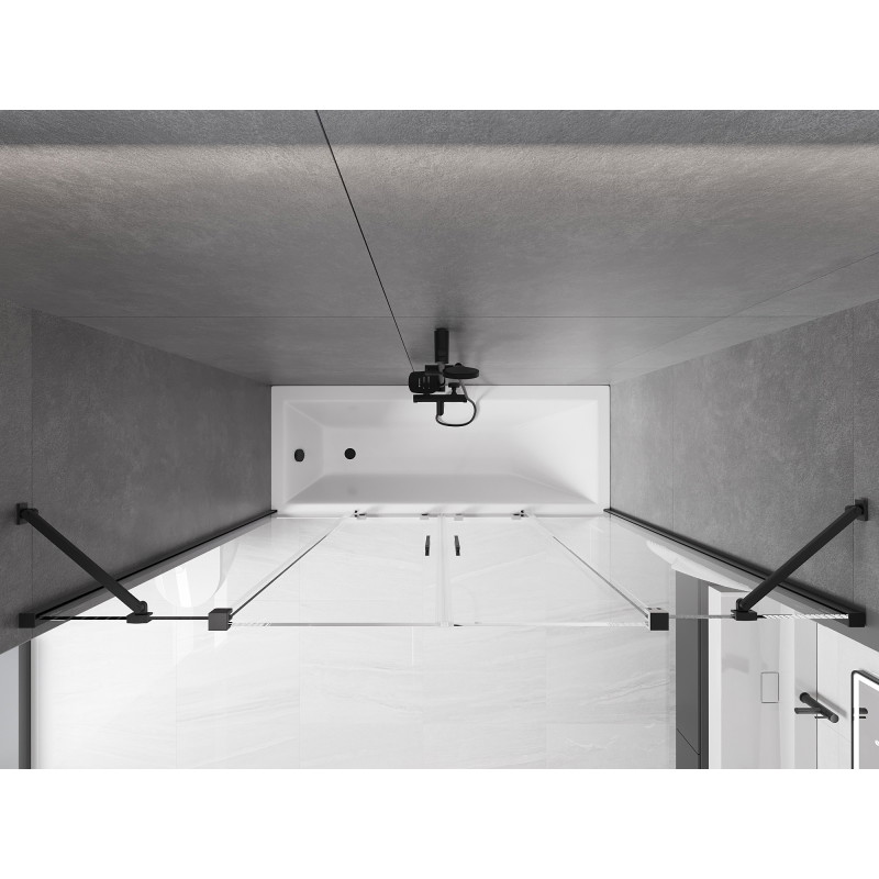 Mexen Velar Duo pare-douche de baignoire 2 volets coulissants 170 x 150 cm, transparent, noir - 896-170-000-02-70