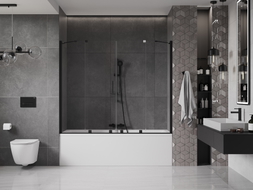 Mexen Velar Duo paravent de baignoire à 2 volets coulissants 180 x 150 cm, transparent, noir - 896-180-000-02-70