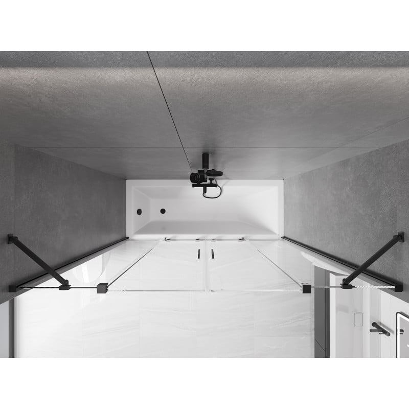 Mexen Velar Duo paravent de baignoire à 2 volets coulissants 180 x 150 cm, transparent, noir - 896-180-000-02-70