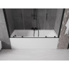 Mexen Velar Duo paravent de baignoire 2 vantaux coulissants 200 x 150 cm, transparent, noir - 896-200-000-02-70