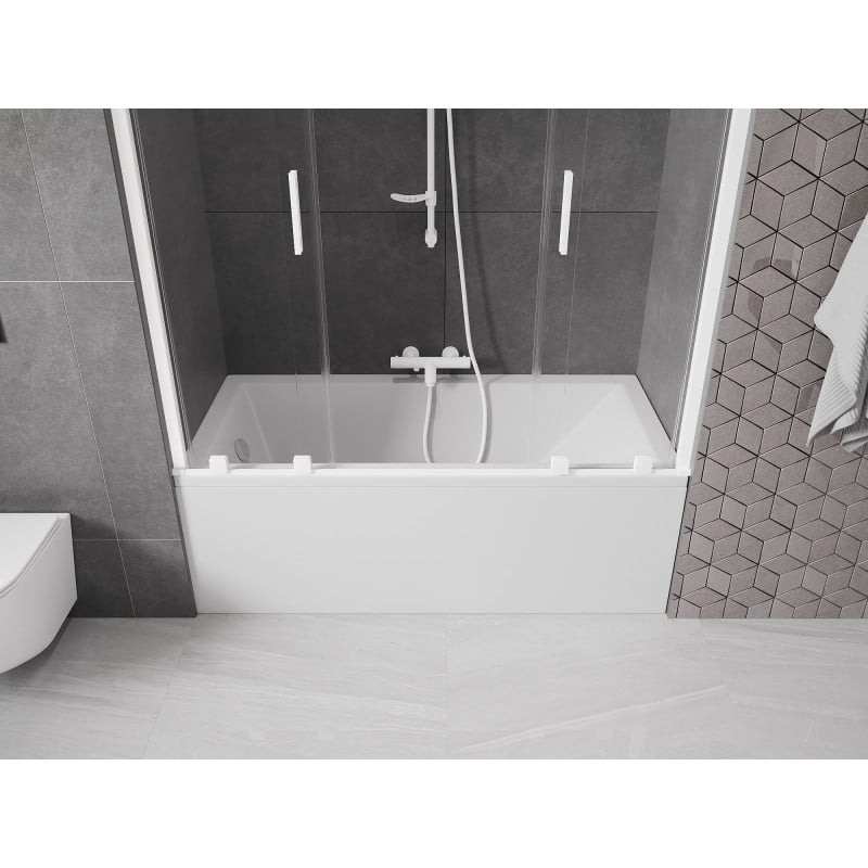 Mexen Velar Duo paroi de baignoire à 2 volets coulissants 140 x 150 cm, transparent, blanc - 896-140-000-02-20