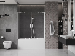 Mexen Velar Duo écran de baignoire à 2 ailes coulissante 140 x 150 cm, transparent, Blanc - 896-140-000-02-20