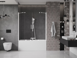 Mexen Velar Duo paroi de baignoire à 2 volets coulissants 140 x 150 cm, transparent, blanc - 896-140-000-02-20