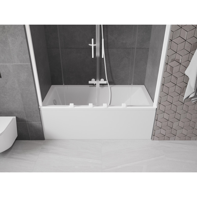 Mexen Velar Paroi de baignoire Duo à 2 volets coulissants 150 x 150 cm, transparent, blanc - 896-150-000-02-20