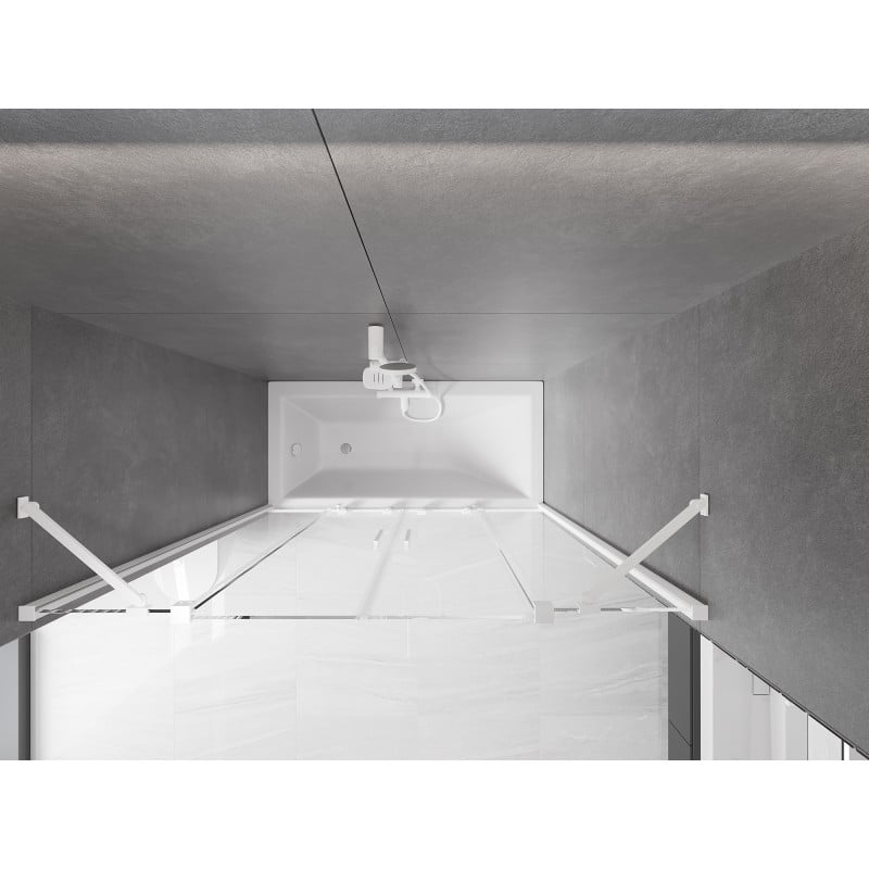 Mexen Velar Paroi de baignoire Duo à 2 volets coulissants 150 x 150 cm, transparent, blanc - 896-150-000-02-20
