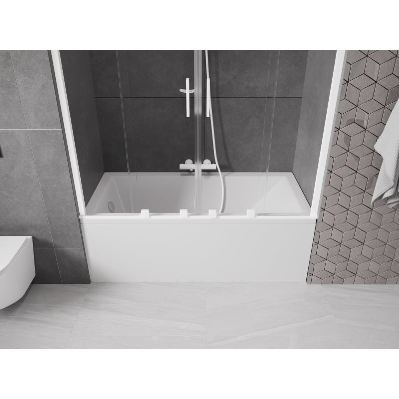 Mexen Velar Duo paroi de baignoire 2 volets coulissants 160 x 150 cm, transparent, blanc - 896-160-000-02-20