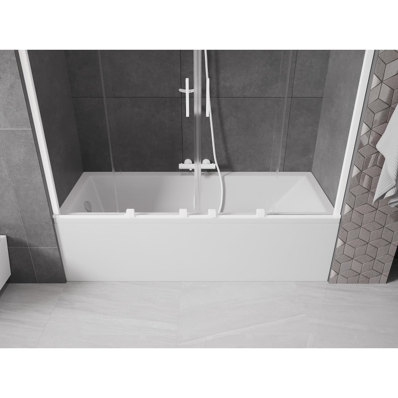 Mexen Velar Duo paroi de baignoire à 2 volets coulissants 200 x 150 cm, transparent, blanc - 896-200-000-02-20