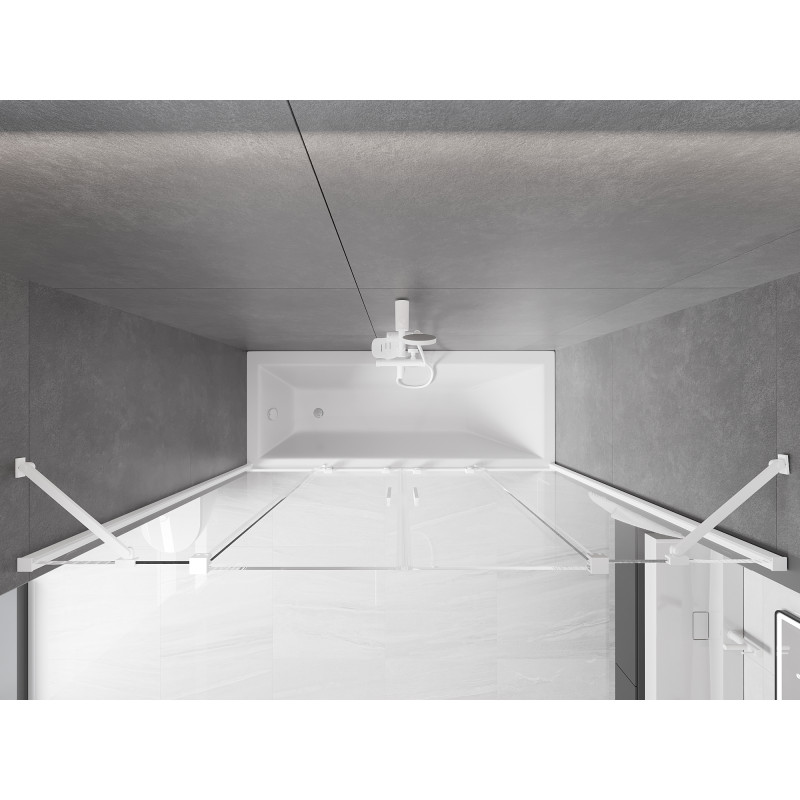 Mexen Velar Duo paroi de baignoire à 2 volets coulissants 200 x 150 cm, transparent, blanc - 896-200-000-02-20