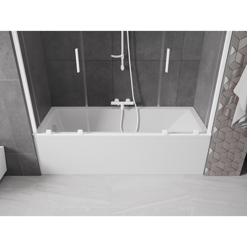 Mexen Velar Duo paroi de baignoire à 2 battants coulissante 180 x 150 cm, transparent, blanc - 896-180-000-02-20