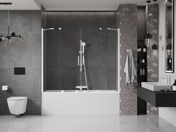 Mexen Velar Duo écran de baignoire à 2 ailes coulissante 180 x 150 cm, transparent, Blanc - 896-180-000-02-20