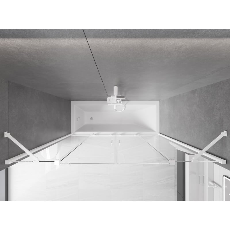 Mexen Velar Duo paroi de baignoire à 2 battants coulissante 180 x 150 cm, transparent, blanc - 896-180-000-02-20