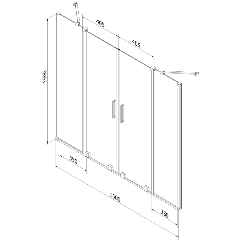 Mexen Velar Paroi de baignoire Duo à 2 volets coulissants 150 x 150 cm, transparent, blanc - 896-150-000-02-20